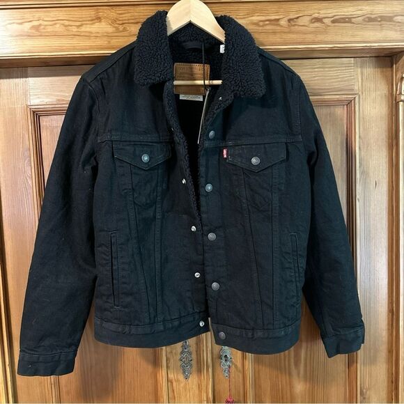 Levi's Men's Black Sherpa-Lined Jacket NWT Sz small - Picture 3 of 15